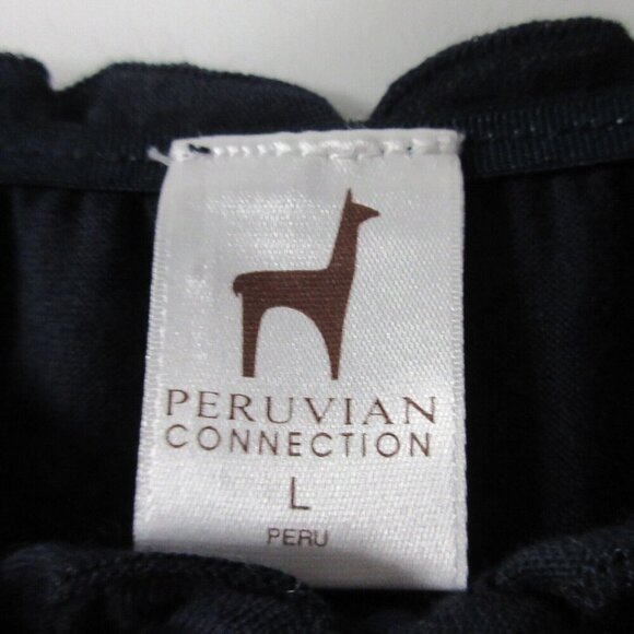 Peruvian Connection Black Midi Dress Women L Black Sleeveless Ruffled Summer 292 - Picture 3 of 8